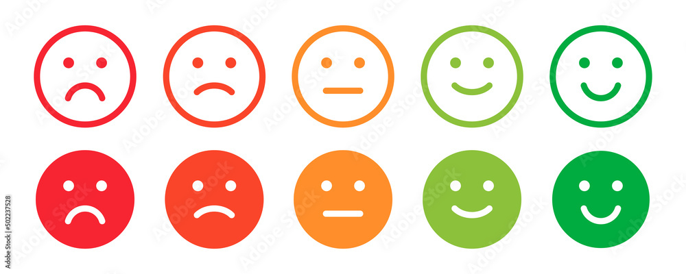 Rating emotion faces color set Rating emotion faces color set