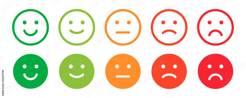 Rating emotion faces color set Rating emotion faces color set