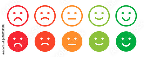 Rating emotion faces color set