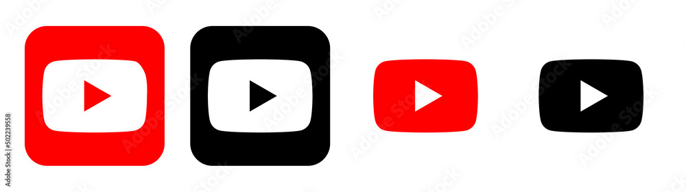 4 Variations Of Youtube Logo On A Transparent Background Stock Vector Adobe Stock