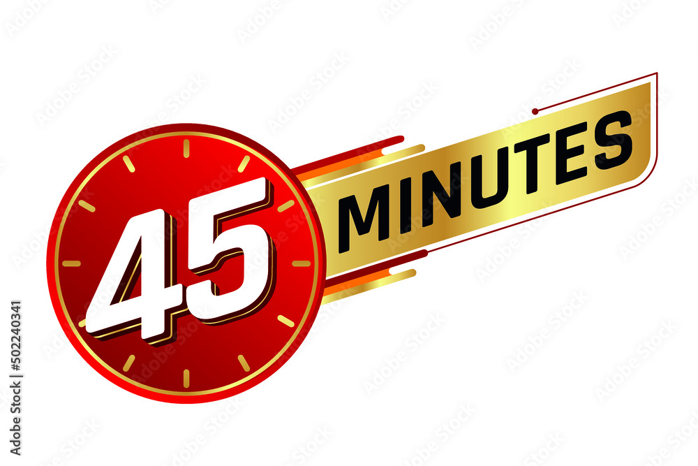 45 minutes isolated on white background. Time concept. Vector illustration. 45 minutes isolated on white background. Time concept. Vector illustration.