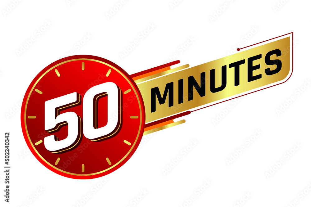 50 minutes isolated on white background. Time concept. Vector illustration. 50 minutes isolated on white background. Time concept. Vector illustration.