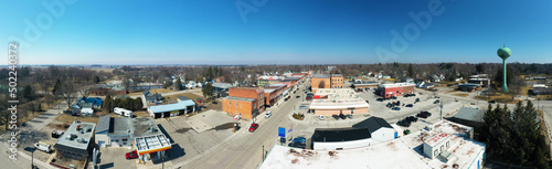 Aerial panorama of Ridgetown, Ontario, Canada