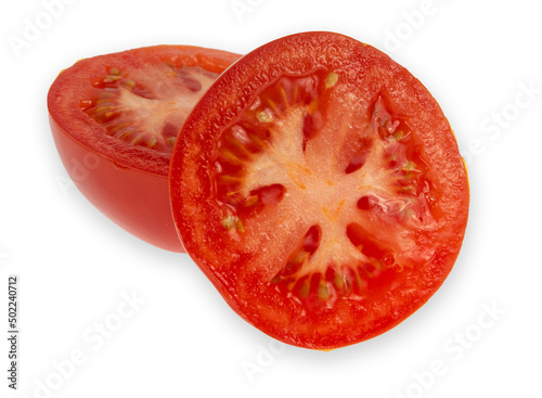 Slice of Red Fresh Tomato Isolated isolated on white background