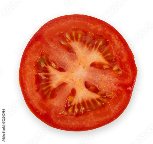 Slice of Red Fresh Tomato Isolated isolated on white background