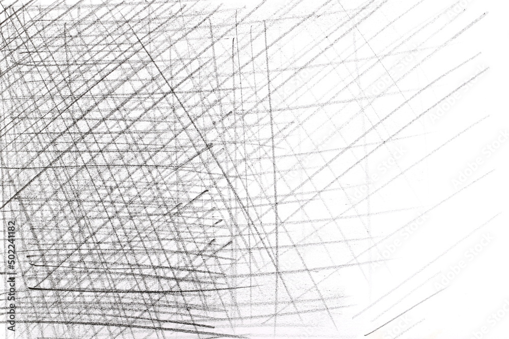 Lines hatching grunge graphite pencil background and texture isolated on white