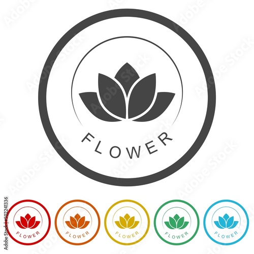 Lotus flowers design elements. Set icons colorful