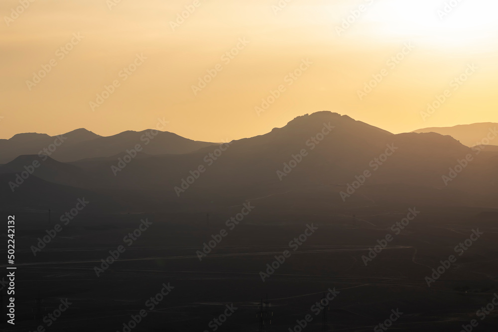 Naklejka premium Sunset in the mountains. Nice soft light
