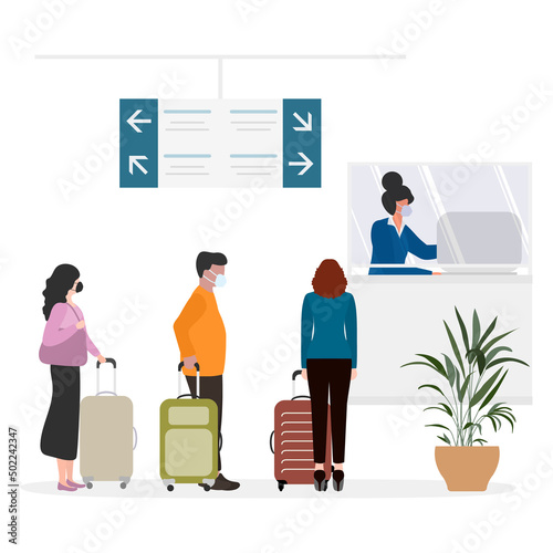 Covid Travel Airport Plane People Tourist Check in