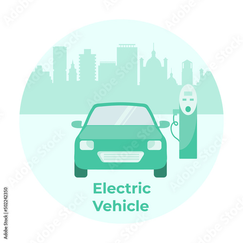 Fototapeta Naklejka Na Ścianę i Meble -  Electric car Vehicle charging station ECO friendly