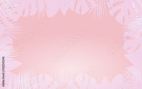 Summer tropical leaf's frame, palm leaves background with place for your text. Vector illustration