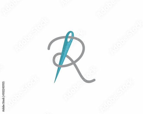 Letter R With Needle Logo Design Template 003