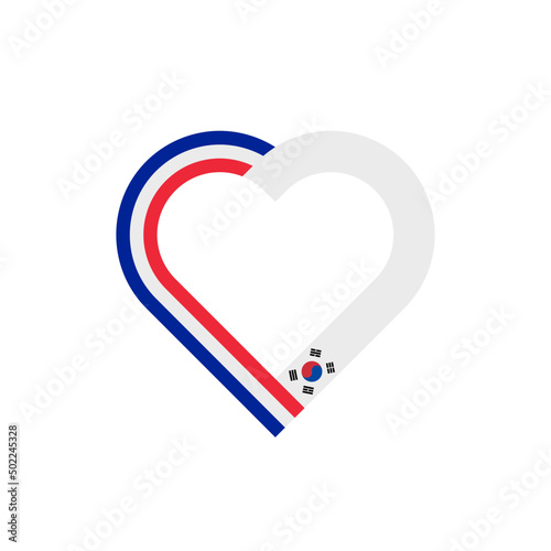heart outline icon of france and south korea flags. vector illustration isolated on white background
