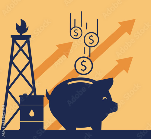 The oil price is rising concept. Barrels of crude oil or petroleum