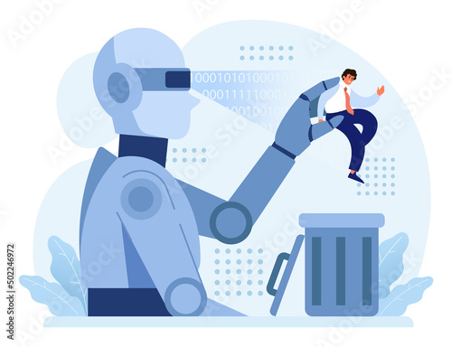 Robot versus human concept. Idea of artificial intelligence development,