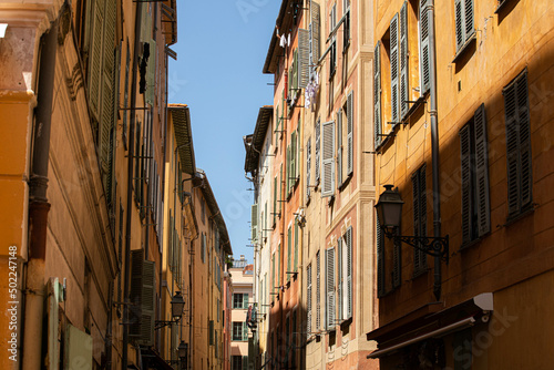 old town streets view in south france and french architecture