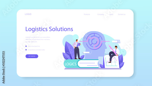 Logician web banner or landing page. Scientist systematicly studying logical