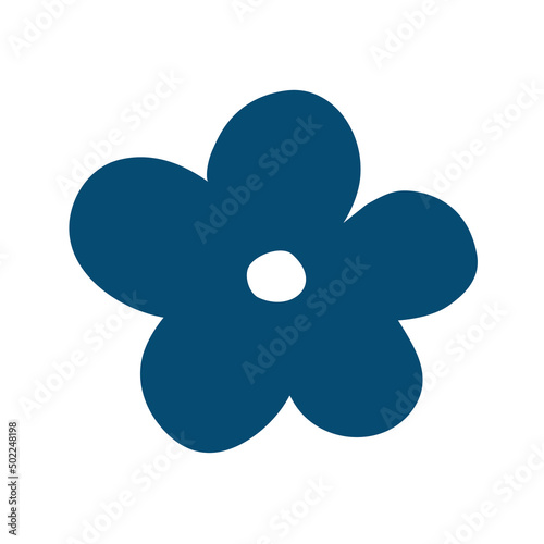 Abstract shape flower bizarre dark blue. Vector illustration flat hand-drawn style. Simple retro graphic element