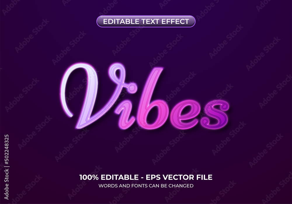 Vibes text effect. The beautiful gradient font effect