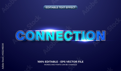 Modern technology text effect. Blue gradient graphic styles for digital media titles with glowing connection line
