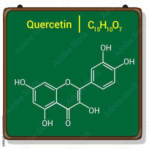 chemical structure of Quercetin (C15H10O7)