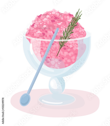 Granita illustration. Fresh fruit granita, italian frozen dessert made