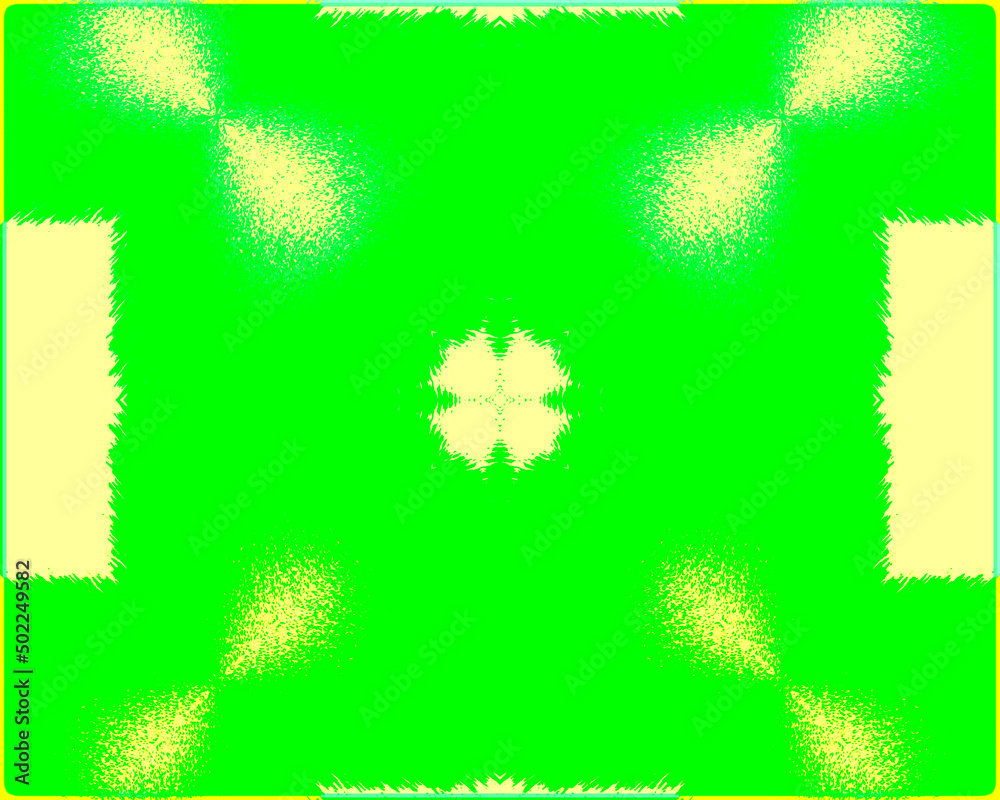 Abstract, Multiple Yellow Shapes against a Green Background, digital art Abstract, Multiple Yellow Shapes against a Green Background, digital art