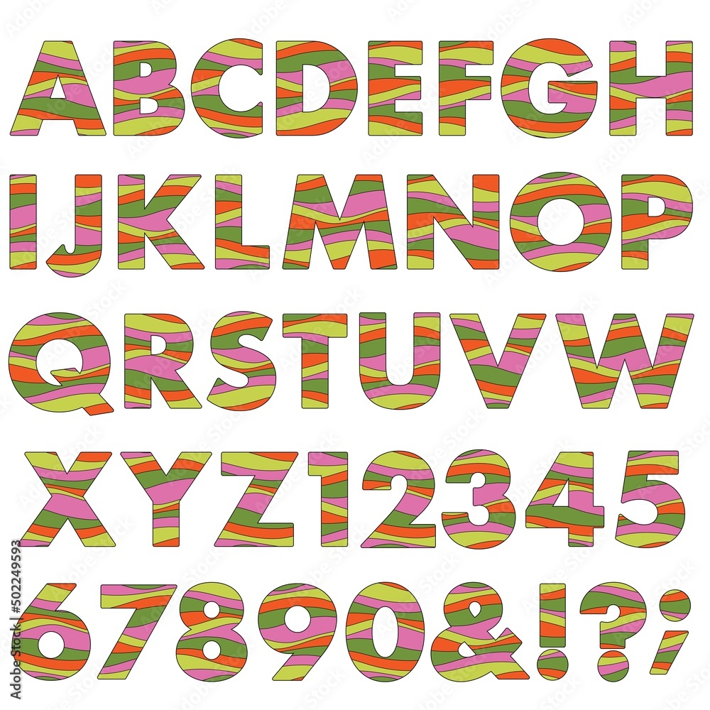 pink green orange wavy stripe alphabet pink green orange wavy stripe alphabet