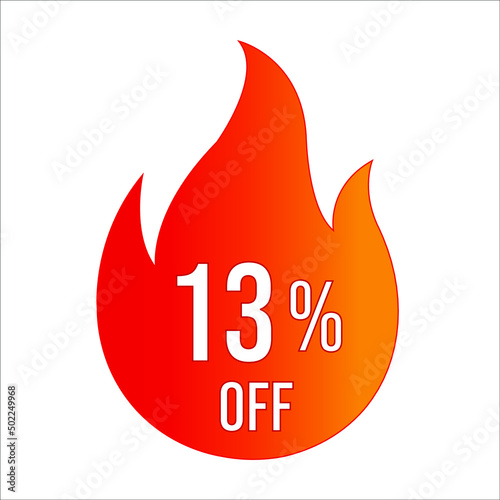 13 percent off discount vector hot fire