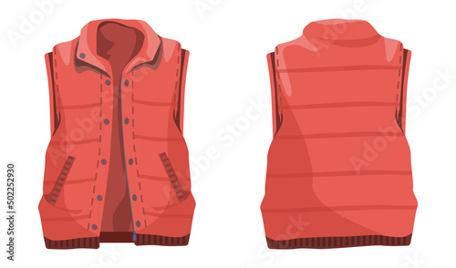 Puffer vest. Apparel for cold weather. Unisex clothes front