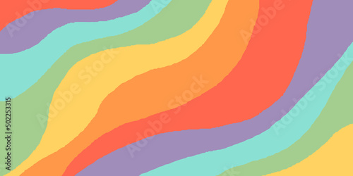 Photo Cool Rainbow Groovy Background Vector Design