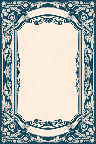 Decorative ornate retro floral blank frame template