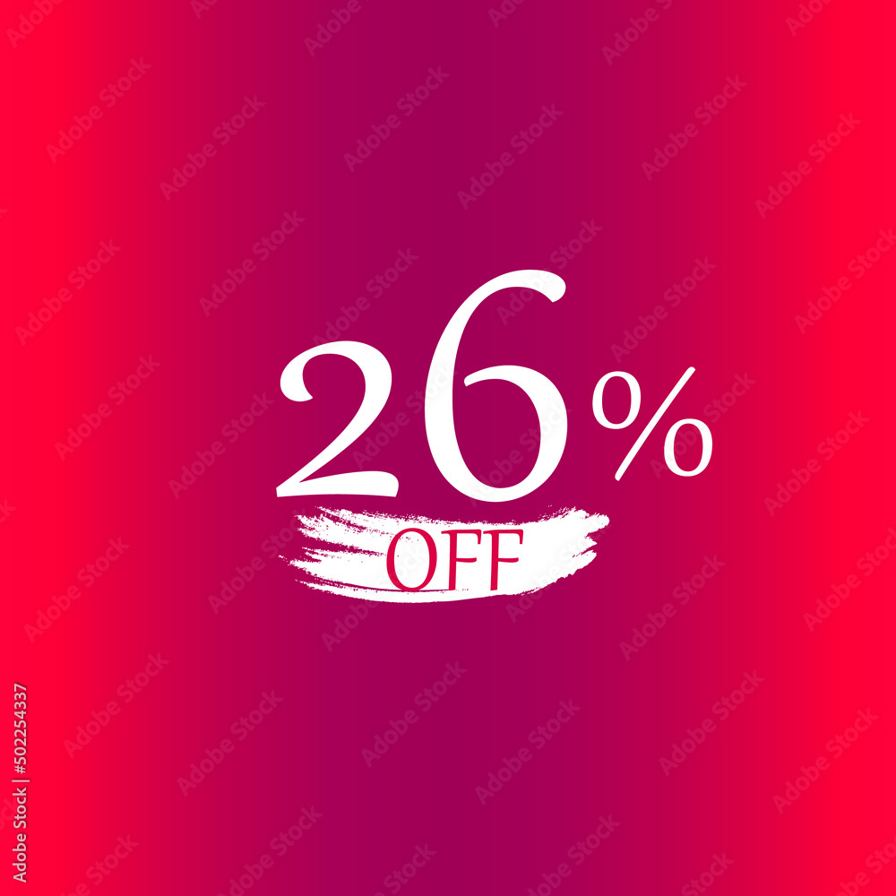 26 percent discount with paint brush red backgound