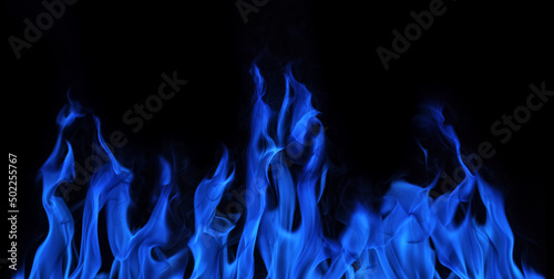 blue dark flame hot sparks isolated on black