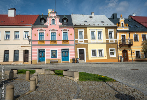 Historical main square in Klasterec nad Ohri, Czech Republic photo