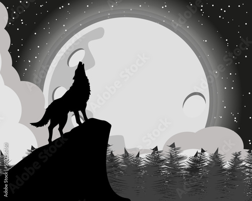 wolf howling at the moon