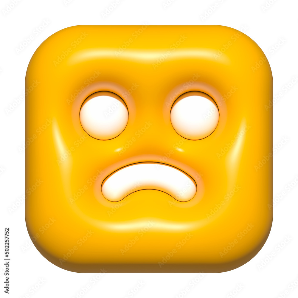 Fototapeta premium emoji face 3d icon yellow, emoji square face