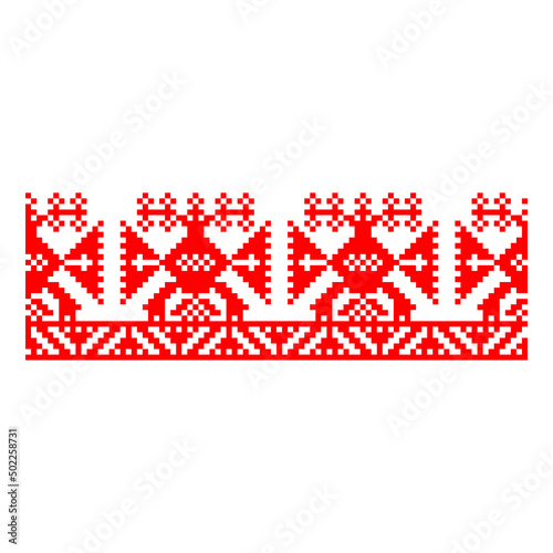 Pixelized pattern Vyshyvanka Traditional Ethnic Ukrainian Seamless Pattern slavic ornament