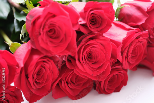 Luxury bouquet made of red roses  flower shop