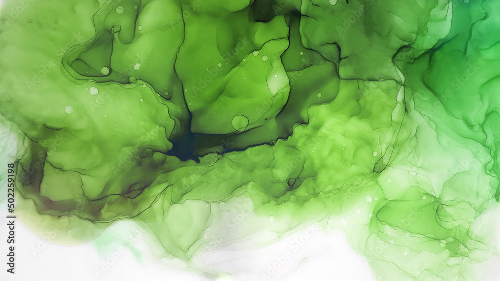 Obraz premium Modern creative watercolor background for trendy design. Colorful modern design art in green tones.