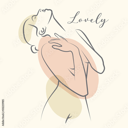 Hand draw outline silhouette of woman