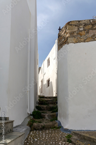 Fototapeta Naklejka Na Ścianę i Meble -  The streets of the town of Chora (Northern Sporades, Skyros island, Greece).