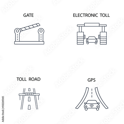 toll road icons set . toll road pack symbol vector elements for infographic web