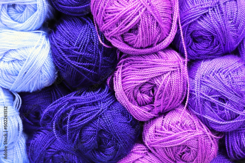 Balls of brightly colored wool