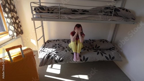 Refugee camp. A woman in a refugee camp.