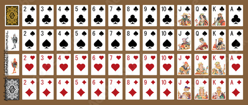 Poker set with isolated cards - Poker playing cards - Miniature playing cards for mobile applications