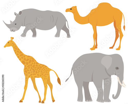 wild animals set flat design   isolated on white background