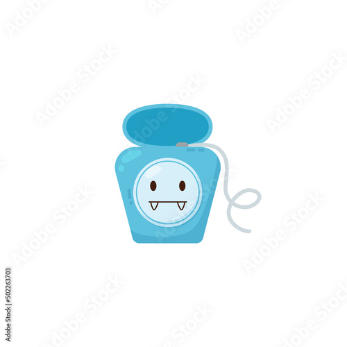 Dental floss for caring for teeth and mouth at home, vector flat illustration on a white background.