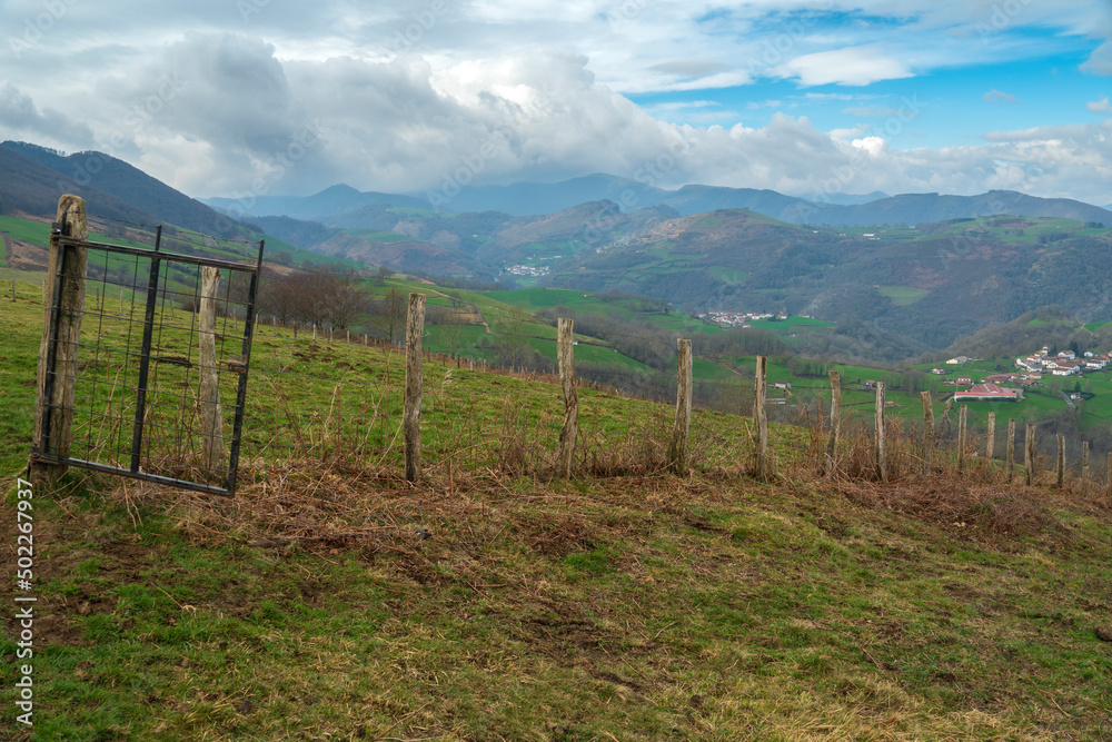 Rural landscape of the Batzan valley in Ziga Navarre Spain