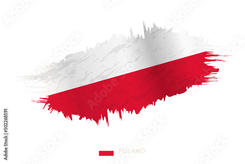 Painted brushstroke flag of Poland with waving effect.